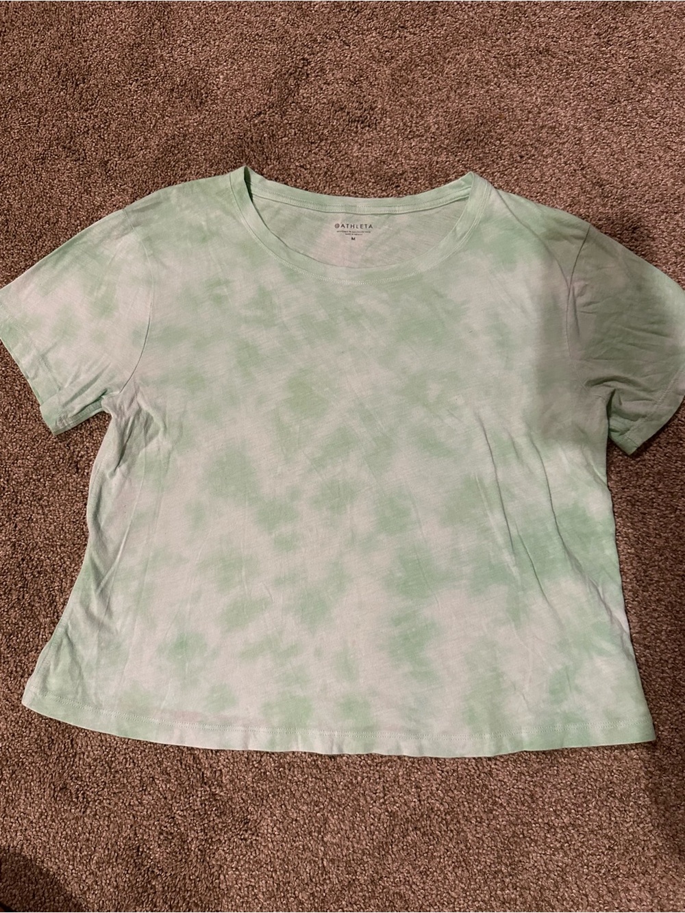 Athleta Light Green Tie-Dye Short Sleeve Tee